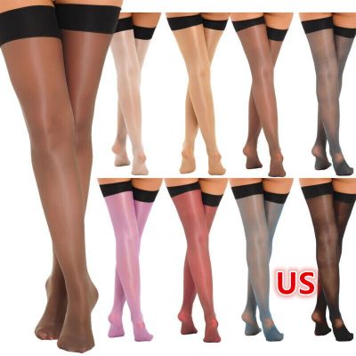 US Women Stockings Sheer Thigh-High Ladies Hold Up Stockings Over Knee Pantyhose