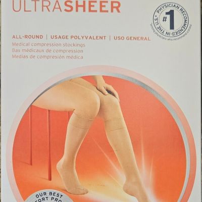 ULTRASHEER 20-30 BLACK LARGE KNEE HIGH OPEN TOE 119732