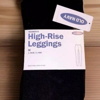 Old Navy Women's Comfy Stretch Cotton Blend High Rise Leggings-Medium/Black