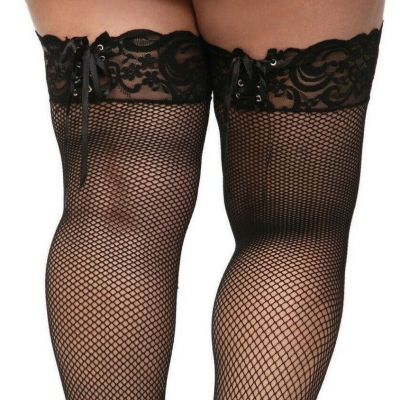 1X-6X PLUS SIZE LACE CORSET TOP  FISHNET THIGH HI STOCKINGS  COMPARABLE 2 TORRID