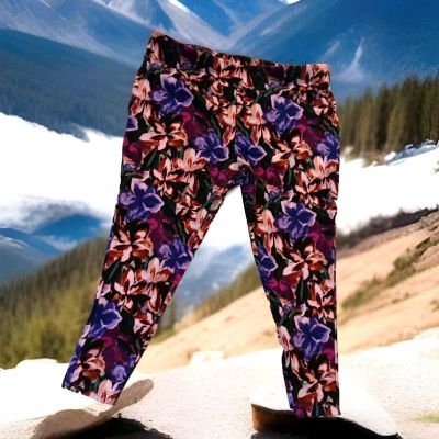 Terra & Sky Floral Stretch Leggings Women’s Plus Size 2X (20W - 22W)