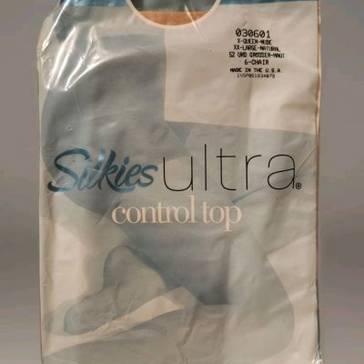 New Vtg 2004 Silkies Ultra Control Top Pantyhose 030601 Queen Nude Size XXL
