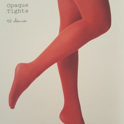 A New Day Women's Salsa Red 50 Denier Opaque Tights, Size S/M