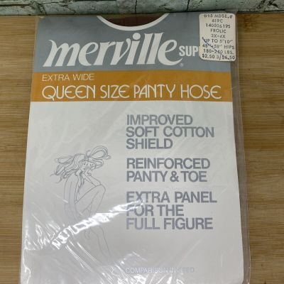 Vtg Nylons Merville Supreme Extra Wide Queen Size Pantyhose Size 3X-4X NOS USA