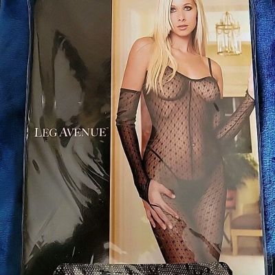 Leg Avenue Daisy Lace Bodystocking Spaghetti Strap Criss Cross Back 8254 NEW