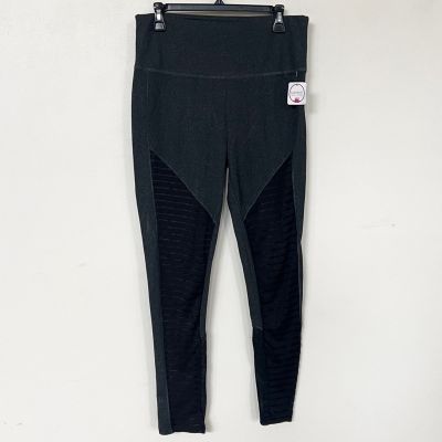 New SHIELA ROSE Mesh Textured Striped Panel Leggings Women’s SIZE 1X Charcoal