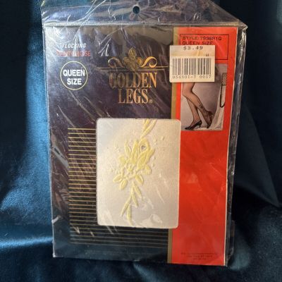 New Sexy Golden LEGS White QUEEN Flocking STOCKINGS PANTYHOSE nylon HOSIERY