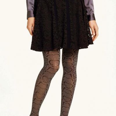 HUE Cream Python Print Tights Control Top Pantyhose Hosiery U13655 Size S/M NWT