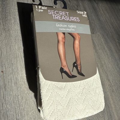 Secret Treasures Fashion Tights Size 2 Ivory Chevron Fishnet Unopened Unworn