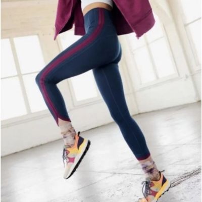 Free People Movement Purple Leggings Side Stripe Exercise Royal Blue Size Medium