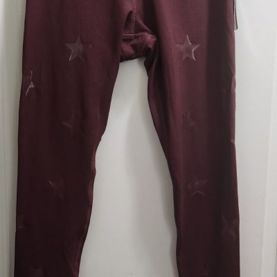 Jessica Simpson The Warm Up  Burgundy Stars Leggings Yoga Pants Sz M  NWT $49