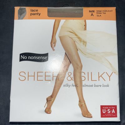 No Nonsense Sheer and Silky Lace Panty Pantyhose SIZE A Women’s BEIGE MIST/Light