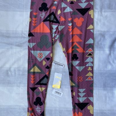 LuLaRoe TC Disney Minnie Mouse Leggings in Purple, Hot Pink Black 80s style NWOT