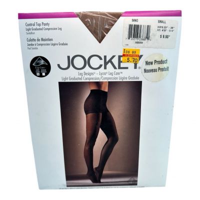 NOS Jockey control top pantyhose light graduated compression leg small Sand