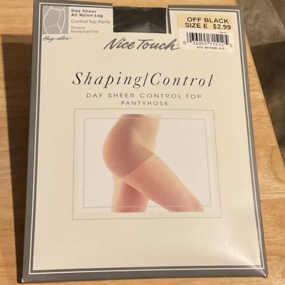 Vintage Sears Nice Touch Day Sheer Shaping/Control Top Pantyhose Off Black Sz E