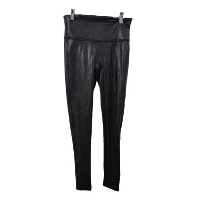 SPANX Black Faux Leather Coated Legging Medium Sleek Smoothing Contour Size S