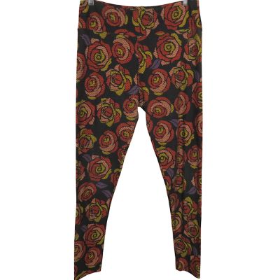 LuLaRoe Women's Floral Rose Print Leggings Size Tall & Curvy