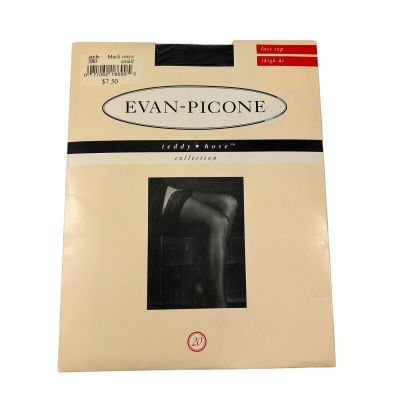 Evan Picone Lace Top Thigh Hi High Black Stockings Hose Sheer Size Small