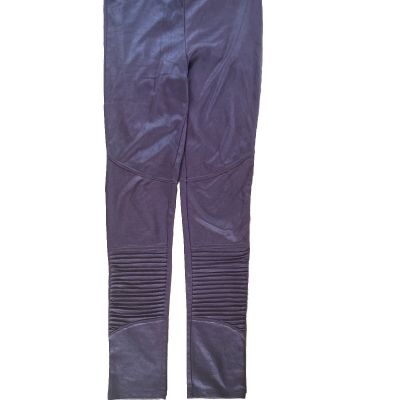 Mud Pie Women's Fashion Faux Leather Leggings Moto Style Finch Plum S