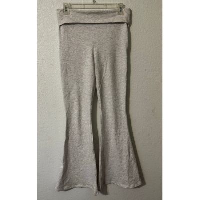 Edikted Women Flared Leggings Heather Gray Fold down waist Size Medium