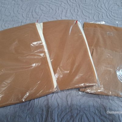 Support Pantyhose. 3 Pair. Suntan, Reinforced Toe. Sissy Fem CD Trans