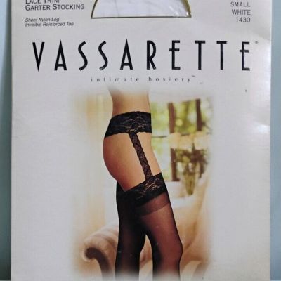 Vassarette 1430 Lace Trim Garter Stocking White Size Small