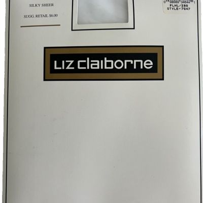 Liz Claiborne Pantyhose Silky Sheer LONG FLAX Off-White Color Reinforced Toe