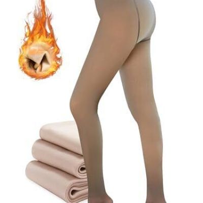 Fleece Lined Tights Women Sheer Fake One Size Brown-pantyhose 220g(Thin Fleece)