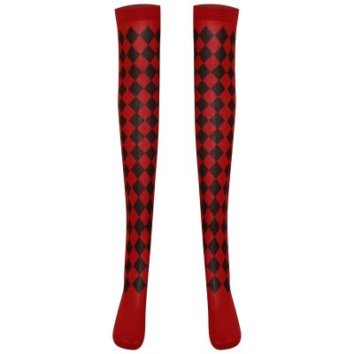 Womens Clown Cosplay Stage Performance Stockings Retro Socks Elasticity Tights