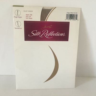 Hanes Silk Reflections Size EF Silky Sheer Control Top Sandalfoot Barely Black