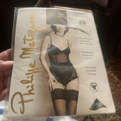 New Philippe Matignon Sheer Thigh High Stockings Beige Playa sz 10-10.5 Large