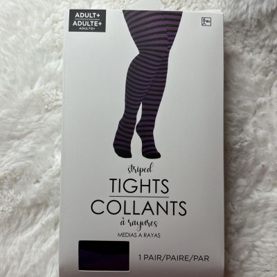 Striped Tights Purple Black Adult Plus Halloween Holiday Dress Up New