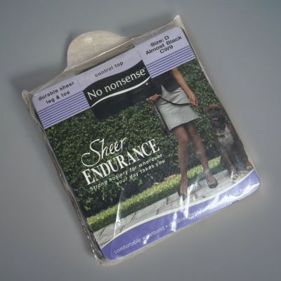 No Nonsense Pantyhose Almost Black Size D Sheer Endurance Sheer Toe Control Top