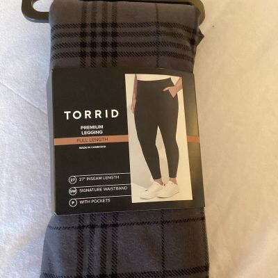 NWT Torrid Full Length Signature Waist Premium Leggings Black And Gray Size 0