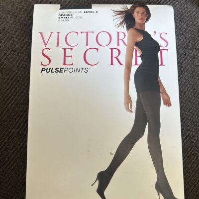 VTG 90s Victoria’s Secret Pulse Points Hose Sz S Opaque Black Compression 2 New