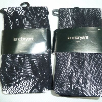 Lane Bryant Tights Black Lacy Net Fashion A/B (155-255 lb) lot of 2 designs