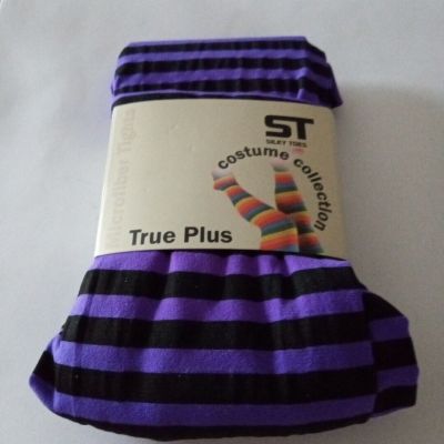 Silky Toes Women's Plus Size  Microfiber Tights- Purple And Black Size 28/30