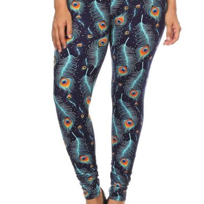 Plus Size Print, Full Length Leggings In A Slim Fitting Style With A Banded High