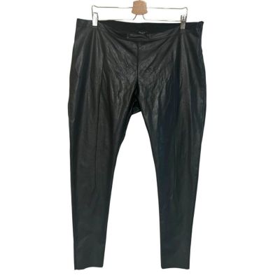 Aakasha XXL Black faux Leather leggings pants side zip moto style classic indie