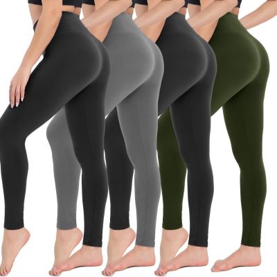 4 Pack Leggings for Women - High Waisted Tummy Control Yoga Pants for Workout Gy