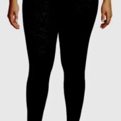 FEELING FESTIVE BLACK BRUSHED LINED LEGGINGS 0X NWT