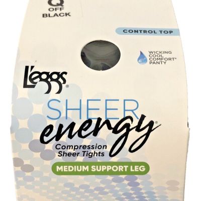 L'eggs Sheer Energy Q Off Black Control Top Med Support Leg Sheer Tights 1 Pair