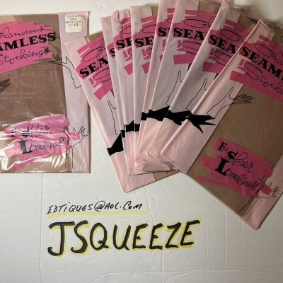 9 PAIR’S GLAMOURS SHEER SEXY VINTAGE RT STOCKINGS 10” X 32” 15 DENIER 100perc NYLON