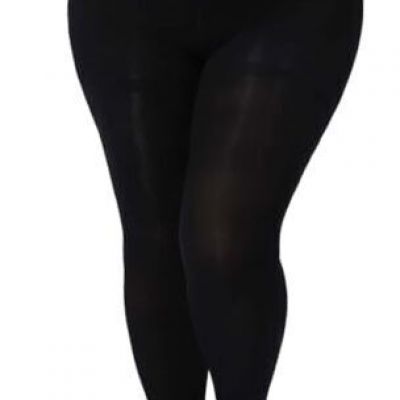 240D Super Opaque Plus Size Tights Women's Control Top High Waist 1X-2X Black