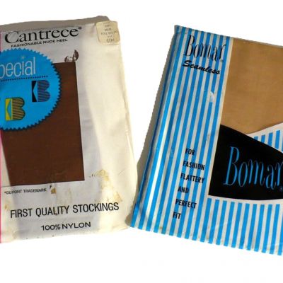 Cantrece Tan and Bomar Light Beige Vintage Nylons New Packages Seamless Sz9.5-10