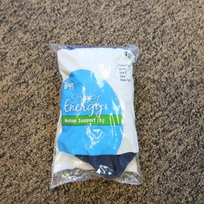 3-Pack L'eggs Sheer Energy MEDIUM SUPPORT Control Top Sheer Tight NAVY - Size B