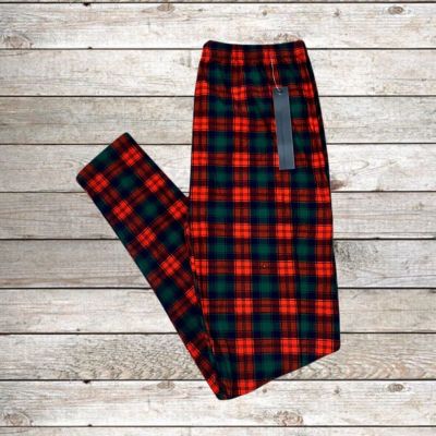 Women’s Leggings Red Holiday Plaid Size S/M NWT Extra Stretchy Soft High Waist