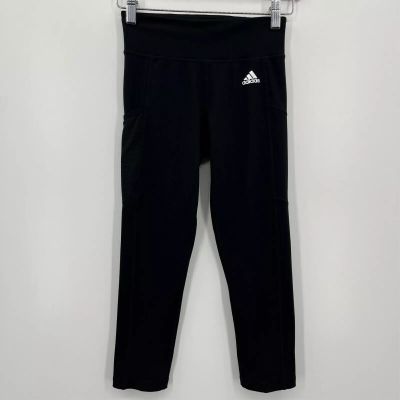 Adidas Leggings Women's Size XS Black ClimaLite Cropped Skinny Stretch Logo