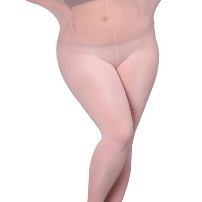 Oversize plus Size Tights for Women, Solid Color Soft Footed High Waist Pantyhos