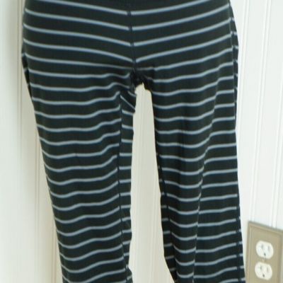 Athleta Striped Workout Cropped Leggings Women Black & Gray Size M 29